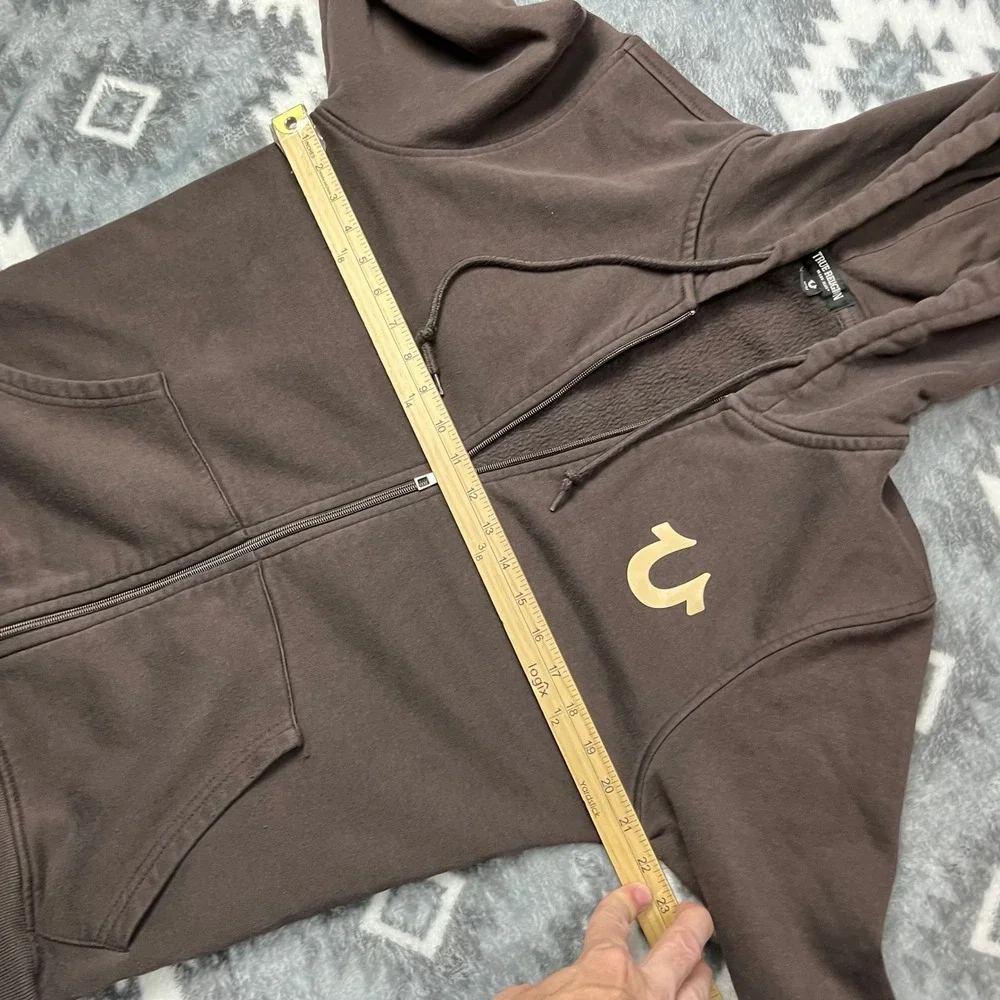 True Religion Mens Buddha Silicone Seal Zip Hoodie Brown 700887R Medium